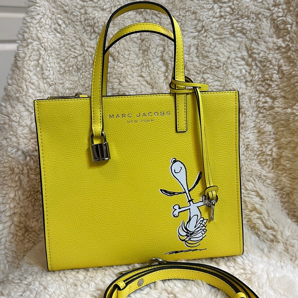 Marc Jacobs Snoopy Mini Grind Leather Tote Crossbody Bag